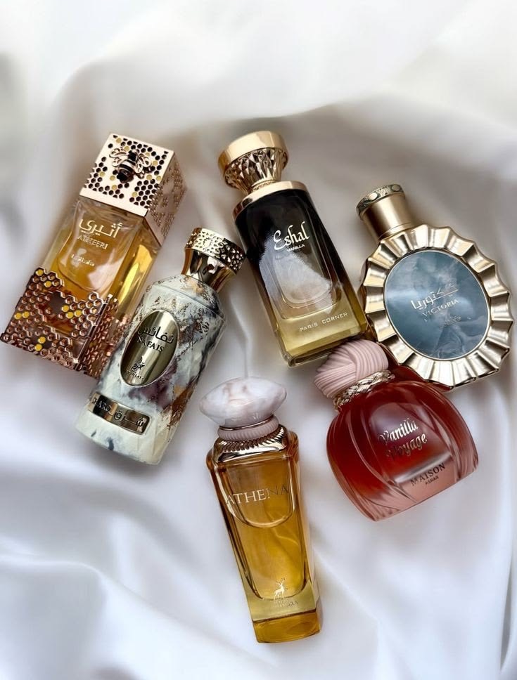 Luxury designer perfume shelves in store